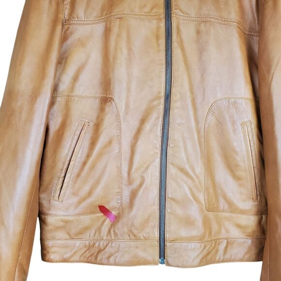 INFINITY LEATHER Mandarin Collar Retro Style Biker Leather Jacket Size L - Picture 11 of 16